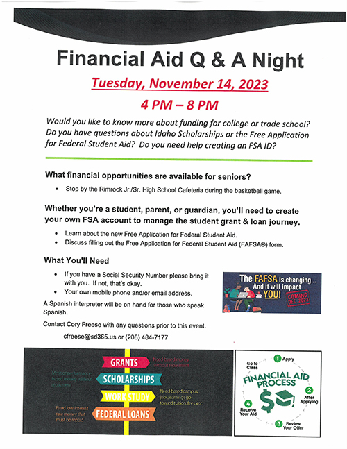Financial Aid Q&A Night flyer