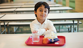 student at lunch