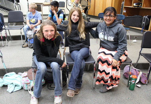 Three students in class