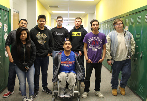 Group of students in hallway with lockers