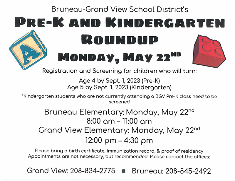 Pre-K and Kindergarten Roundup flyer