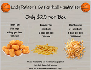 Lady Raiders basketball Fundraiser flyer