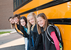 students at bus