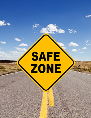 Safe Zone road sign